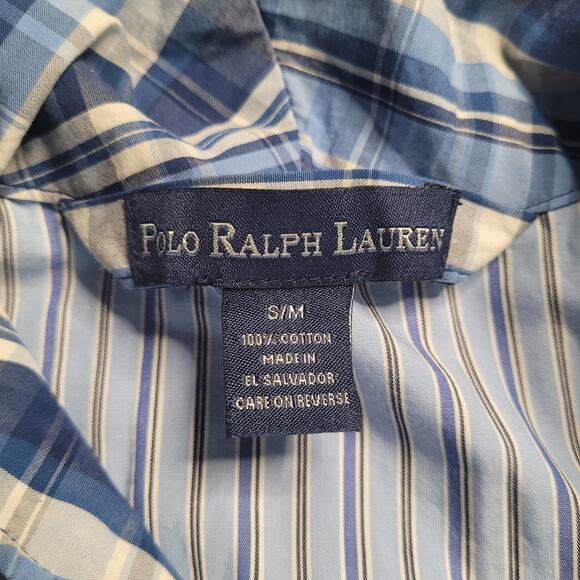 Polo Ralph Lauren Robe Mens Small Medium Blue Plaid Belted Comfort Lightweight - Picture 7 of 8